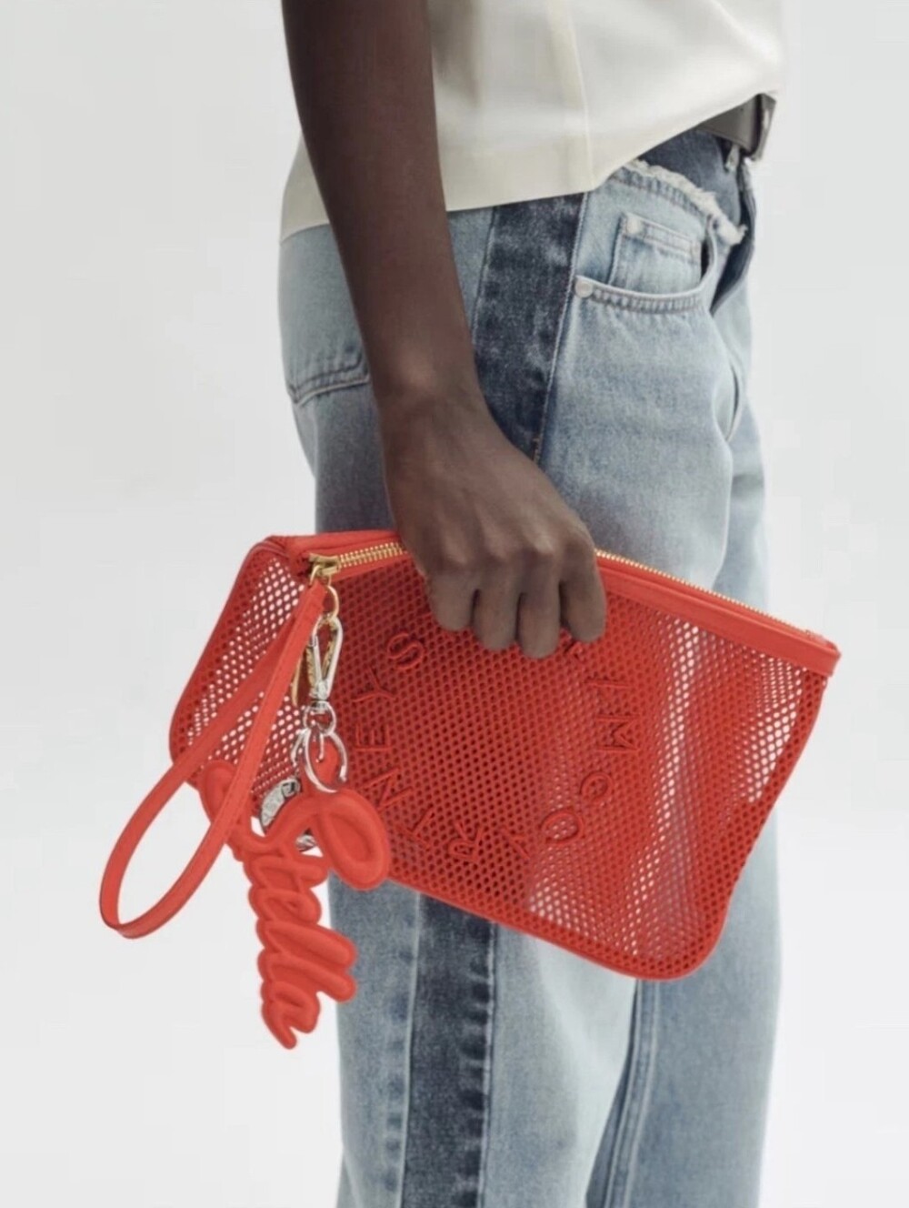 STELLA MCCARTNEY H&M Red Mesh Logo Bag And Purse Charm Keychain - Picture 3 of 14